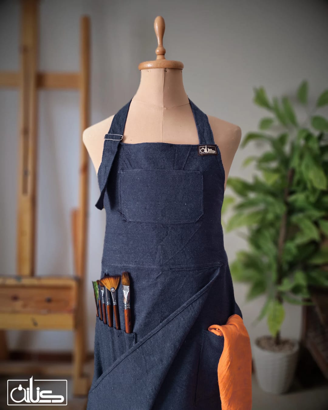 Navy Split-Leg Apron